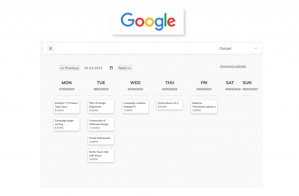 Google Connect Calendar